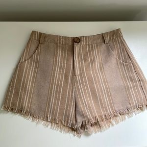 Honey belle tan and white striped shorts